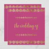 ゴージャスなゴールドの縁取りが付いたウェディング招待状 招待状 (正面/裏面)