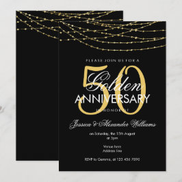 ゴージャスなゴールドライトが輝く 50周年記念結婚式 招待状
