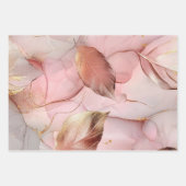 ゴージャスなゴールド ブラッシュ ピンクの花のブライダルシャワー ラッピングペーパーシート (正面2)