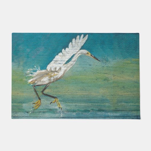ゴージャスなサギ絵画の鳥 ドアマット (正面)