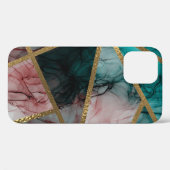 ゴージャスなサビ色のチークピンクとターコイズにゴールド モダンな高級感のある魅力 Case-Mate iPhoneケース (裏面 (横))