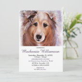 ゴージャスなシェルティワンの願いハッピーバースデー 招待状 (スタンド正面)