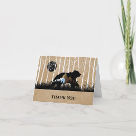 ゴージャスなシルエット樺の木ツリー/ベアサンキューカード サンキューカード