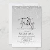 ゴージャスなシルバーダイヤモンド 50歳の誕生日パーティー 招待状 (正面)