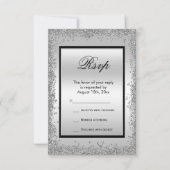 ゴージャスなシルバー&ブラックの25周年結婚記念日 出欠カード (正面)