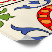 ゴージャスなシームレスなパターン白いカラフルモロッコ、 ポスター (角)