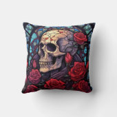 ゴージャスなスカルとレッドローズ クッション (裏面)