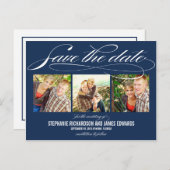 ゴージャスなスクリプト日付カードを保存 案内ポストカード (正面/裏面)