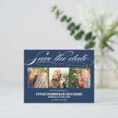 ゴージャスなスクリプト日付カードを保存 案内ポストカード (スタンド正面)