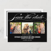 ゴージャスなスクリプト日付カードを保存 案内ポストカード (正面/裏面)