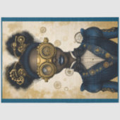 ゴージャスなスチームパンク女性ブルーの衣装P3デコページ 薄葉紙 (正面)