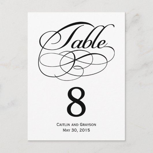 ゴージャスなスワ結婚ールのテーブル番号カード ポストカード (正面)