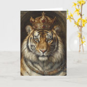 ゴージャスなタイガーの金ゴールドルビークラウン カード (黄色い花)