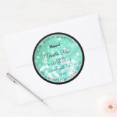 ゴージャスなターコイズグリッター商品パッケージラベル ラウンドシール (封筒)