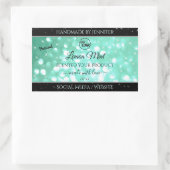 ゴージャスなターコイズグリッター ロゴ製品ラベル 長方形シール (バッグ)