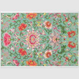 ゴージャスなターコイズフローラ切り離し紙 薄葉紙