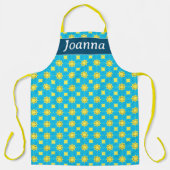 ゴージャスなターコイズブルー、幾何学模様 エプロン (正面)