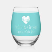 ゴージャスなターコイズ結婚ブルーのワイングラス ステムなしワイングラス (裏面)