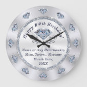 ゴージャスなダイヤモンド時計。誕生日ギフト（年） ラージ壁時計 (正面)