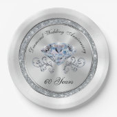 ゴージャスなダイヤ結婚モンド60周年記念プレート ペーパープレート (正面)