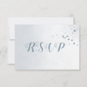 ゴージャスなダスティブルーフラワーネイビー葉ズRSVP 出欠カード (裏面)