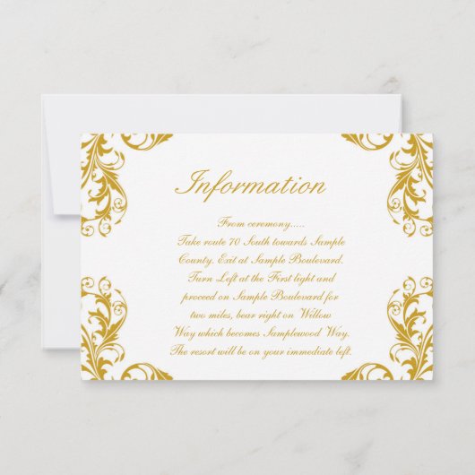 ゴージャスなダマスク結婚式の受付カード 招待状 (裏面)