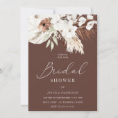ゴージャスなチョコレート ボーホー ホワイト フラワー ブライダル シャワー 招待状 (正面)