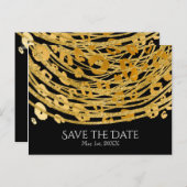 ゴージャスなチーター柄のエキゾチックなSave the Date 案内ポストカード (正面/裏面)