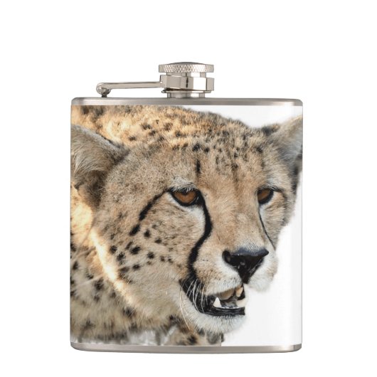 ゴージャスなチーター美しい猫写真 フラスク (正面)