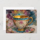 ゴージャスなティーカップミックスメデ絵画ィア ポストカード (正面/裏面)