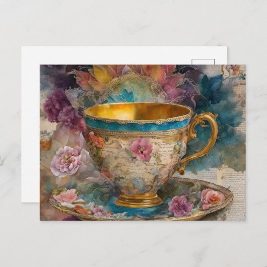 ゴージャスなティーカップミックスメデ絵画ィア ポストカード (正面/裏面)