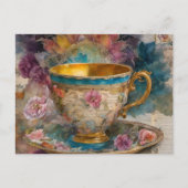 ゴージャスなティーカップミックスメデ絵画ィア ポストカード (正面)