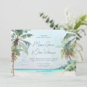 ゴージャスなトロピカルビーチパームツリーズ結婚アイランド 招待状 (スタンド正面)