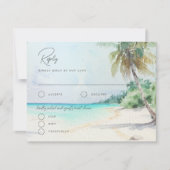 ゴージャスなトロピカルビーチ結婚アイランドのリプライカード 招待状 (正面)