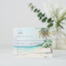 ゴージャスなトロピカルビーチ結婚アイランドのリプライカード