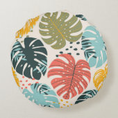 ゴージャスなトロピカルモンステラ葉 ラウンドクッション (裏面)