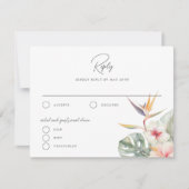 ゴージャスなトロピカル結婚ボタニカルの返信カード 招待状 (正面)