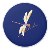 ゴージャスなトンボの枝オンダークブルー セラミックノブ (正面)