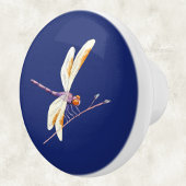 ゴージャスなトンボの枝オンダークブルー セラミックノブ