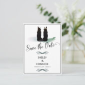 ゴージャスなドイツの羊飼いシルエット結婚ズ ポストカード (スタンド正面)