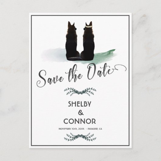 ゴージャスなドイツの羊飼いシルエット結婚ズ ポストカード (正面)