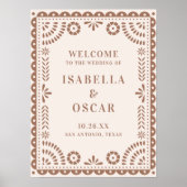 ゴージャスなニュートラルパペル結婚ピカドの歓迎サイン ポスター (正面)