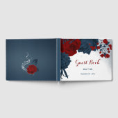 ゴージャスなネイビーブルーと赤い花 ゲストブック (全面)