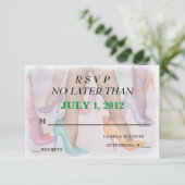 ゴージャスなハイヒールのカスタマイズ可能なRSVPカード 出欠カード (スタンド正面)