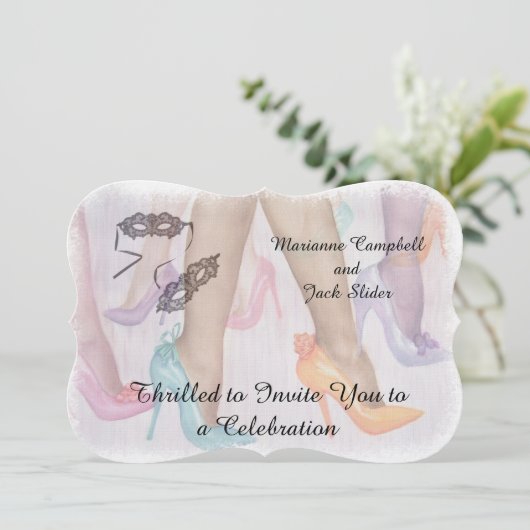 ゴージャスなハイヒールのカスタマイズ可能 招待状 (スタンド正面)