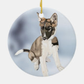 ゴージャスなハスキーの子犬のセラミックオーナメント セラミックオーナメント (裏面)