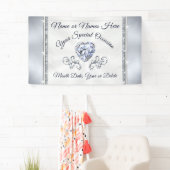 ゴージャスなハートパーソナライズされたダイヤ結婚モンドのバナー 横断幕 (インサイチュ)