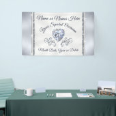 ゴージャスなハートパーソナライズされたダイヤ結婚モンドのバナー 横断幕 (トレードショー)