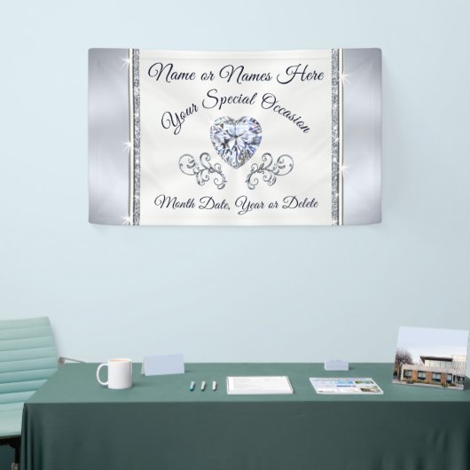 ゴージャスなハートパーソナライズされたダイヤ結婚モンドのバナー 横断幕 (トレードショー)