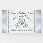 ゴージャスなハートパーソナライズされたダイヤ結婚モンドのバナー 横断幕 (横)